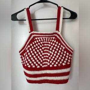 Endless Rose Red and White Crochet Top